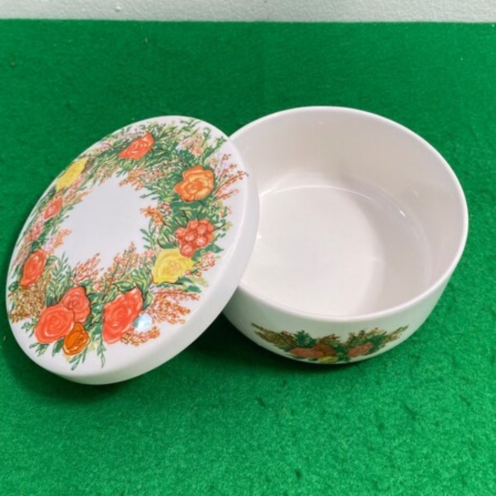 Vintage Italglass Ceramic Lidded Dish,Elegant Trinket Ring Storage Box